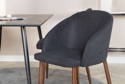 Venture Home Arch & Dipp 4 st Matstolar Svart + Rektangulärt Matbord 120 x 85 Svart