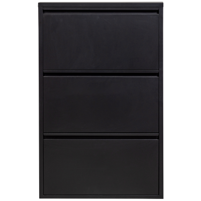 WOOOD SABINE 3-facks Skoskåp i Svart Metall