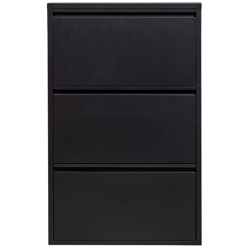 WOOOD SABINE 3-facks Skoskåp i Svart Metall