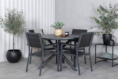 Venture Home Alma & Levels Runt Matbord ⌀120 Svart + 4 st Matstolar Svart