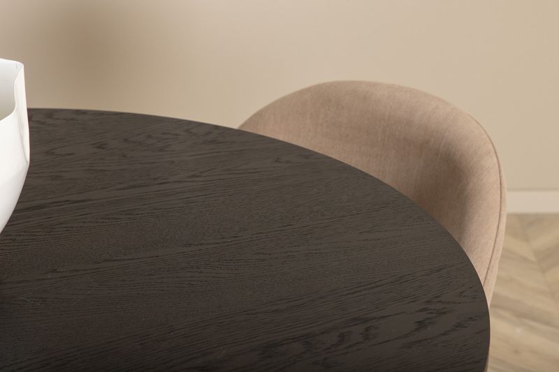 Venture Home Bianca & Velvet Runt Matbord ⌀110 Svart + 4 st Matstolar Beige