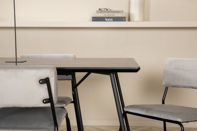 Venture Home Kenth & Petra 6 st Matstolar Grå + Rektangulärt Matbord 190 x 90 Svart