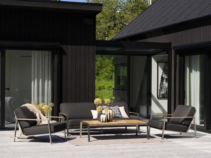 Brafab Naos fåtölj rostfritt stål/nearly black