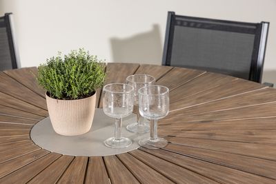 Venture Home Copacabana & Rosario 6 st Matstolar Svart + Runt Matbord ⌀140 Brun