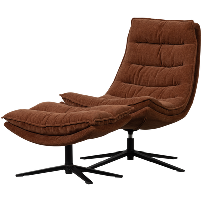 WOOOD KUBE Svängbar Fåtölj med Fotpall - Brun
