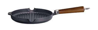 Ronneby Bruk, Grillpanna Gjutjärn 24 cm Hällpipar & Brunt Trähandtag