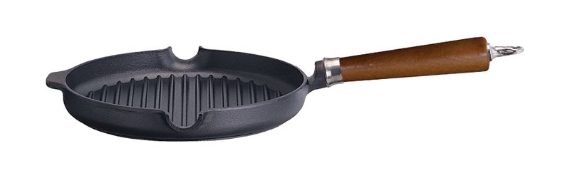 Ronneby Bruk, Grillpanna Gjutjärn 24 cm Hällpipar & Brunt Trähandtag