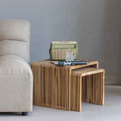 WOOOD Jasmijn Sidobord Återvunnet Teak - Set om 2