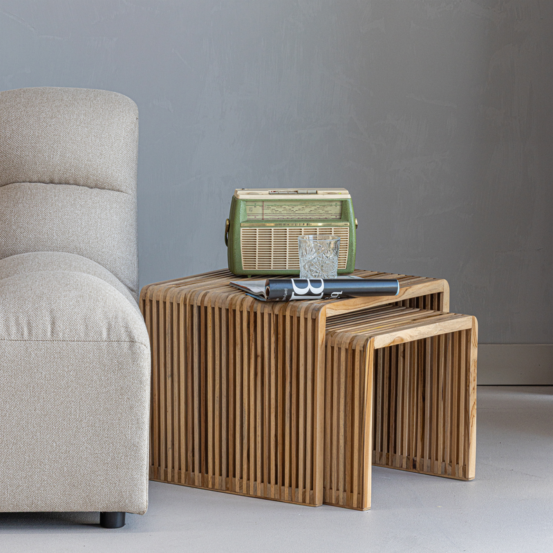 WOOOD Jasmijn Sidobord Återvunnet Teak - Set om 2