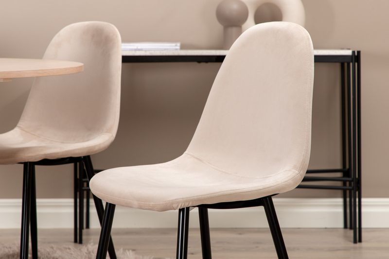 Venture Home Bianca & Polar Runt Matbord ⌀110 Vitputsad + 4 st Matstolar Beige