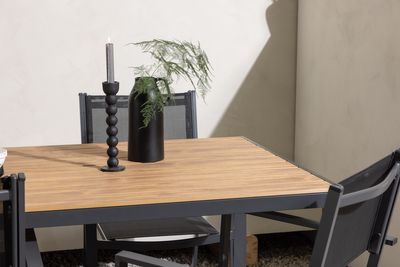 Venture Home Copacabana & Break 4 st Matstolar Svart + Rektangulärt Matbord 150 x 90 Svart