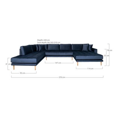 House Nordic Lido U-soffa Öppen Ände Mörkblå