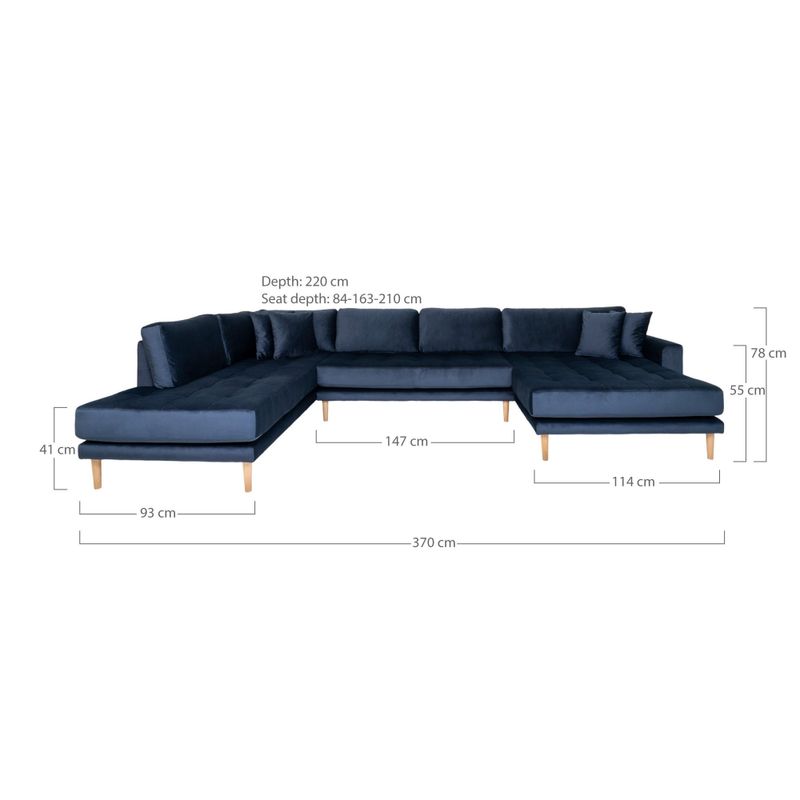 House Nordic Lido U-soffa Öppen Ände Mörkblå