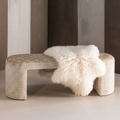 WOOOD Jacob Klädd Bänk med Randigt Mönster i Natur