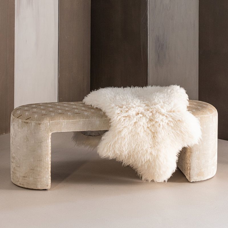 WOOOD Jacob Klädd Bänk med Randigt Mönster i Natur