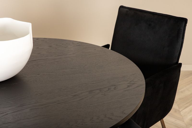 Venture Home Petra & Bianca 4 st Matstolar Svart + Runt Matbord ⌀110 Svart