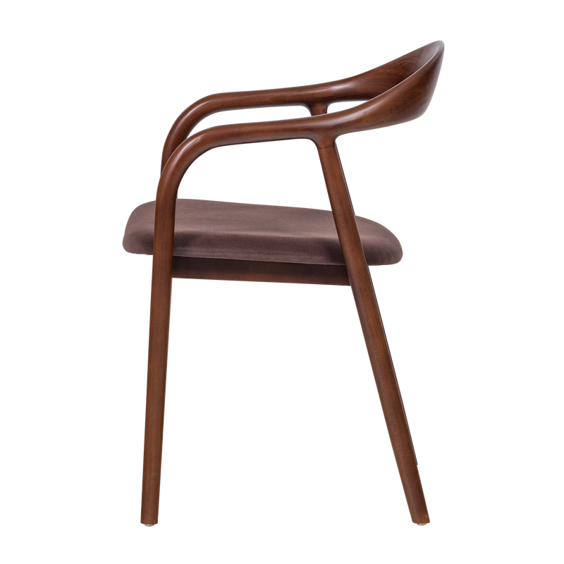 WOOOD Bran Matstol i Bokträ med Brun Sammet 2 st