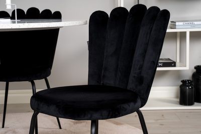 Venture Home Limhamn & Razzia 4 st Matstolar Svart + Runt Matbord ⌀106 Vit