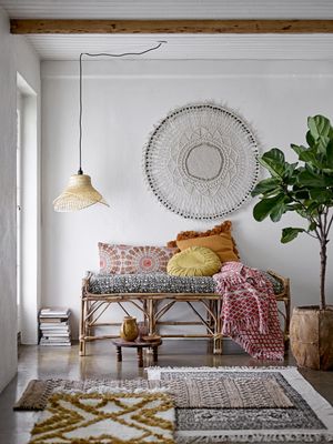 Bloomingville Pammi bänk, natur, korgflätning