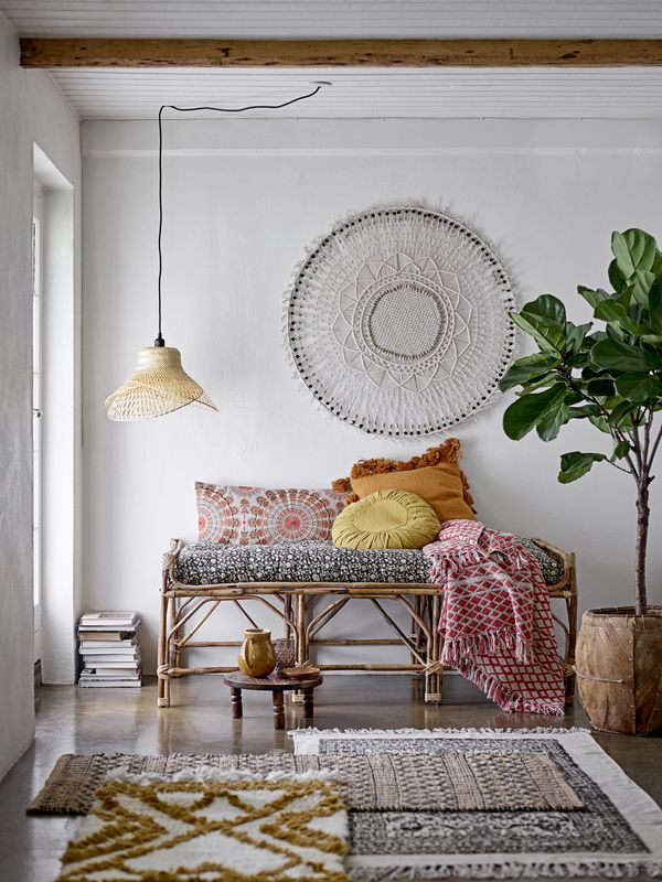 Bloomingville Pammi bänk, natur, korgflätning