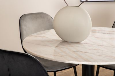 Venture Home Emma & Estelle 4 st Matstolar Grå + Runt Matbord ⌀106 Vit