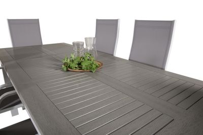 Venture Home Albany & Copacabana Rektangulärt Matbord 152 x 90 Vit + 6 st Reclinerstolar Grå