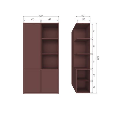 WOOOD MEREL Förvaringsskåp i Vinröd Furu