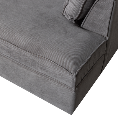 WOOOD Thomas Hörnsoffa med Ribbtäckning Höger Mörkgrå