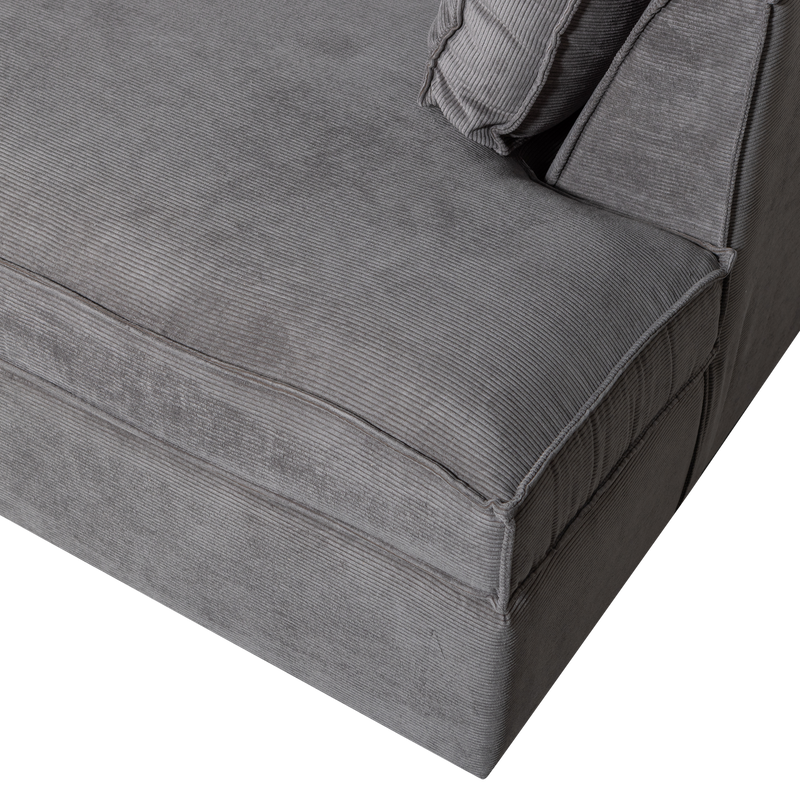 WOOOD Thomas Hörnsoffa med Ribbtäckning Höger Mörkgrå