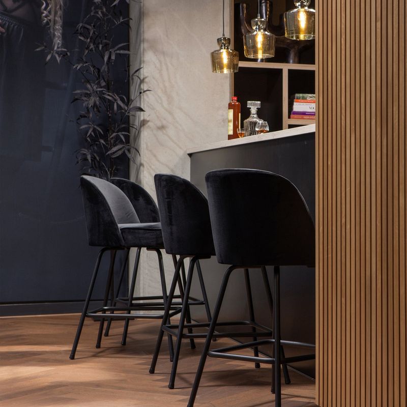 WOOOD VOGUE Barstol 65 cm Sammet Svart