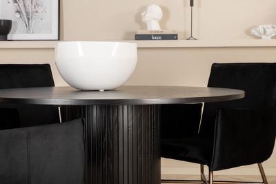 Venture Home Petra & Bianca 4 st Matstolar Svart + Runt Matbord ⌀110 Svart