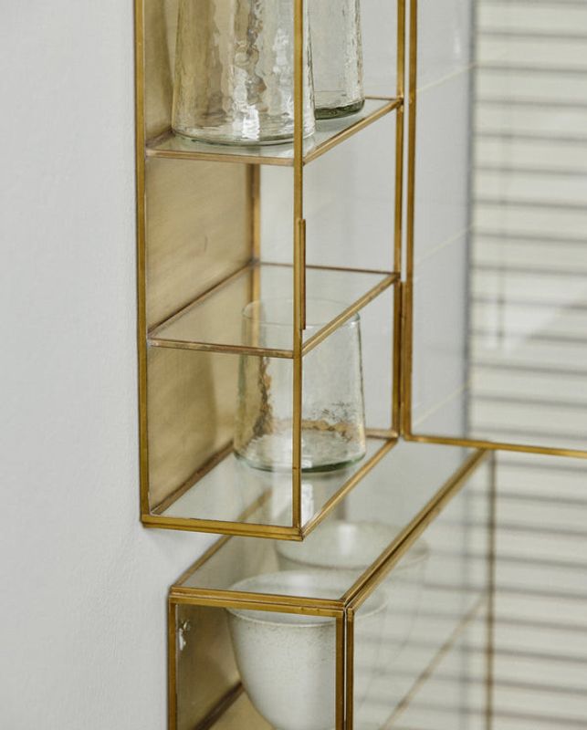 Nordal ADA Väggskåp, Small, 3 Hyllor, Gyllene Yta