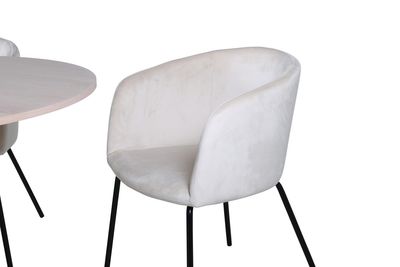 Venture Home Berit & Bianca 4 st Matstolar Beige + Runt Matbord ⌀110 Vitputsad