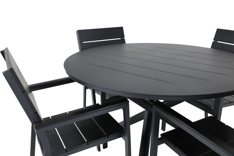 Venture Home Alma & Levels Runt Matbord ⌀120 Svart + 4 st Matstolar Svart