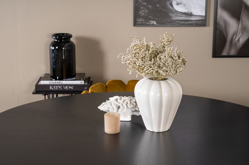 Venture Home Limhamn & Copenhagen 4 st Matstolar Gul + Runt Matbord ⌀140 Svart