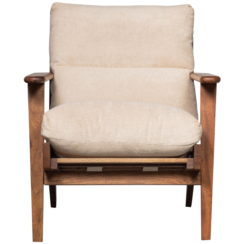 WOOOD Houston Fåtölj i Bouclé och Naturligt Akacia