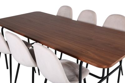 Venture Home Uno & Polar Rektangulärt Matbord 200 x 90 Natur + 6 st Matstolar Beige