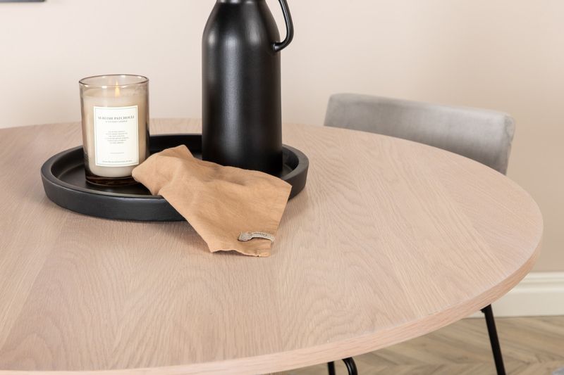 Venture Home Kenth & Bianca 4 st Matstolar Grå + Runt Matbord ⌀110 Vitputsad