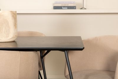 Venture Home Berit & Petra 6 st Matstolar Beige + Rektangulärt Matbord 190 x 90 Svart