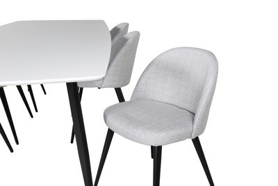 Venture Home Velvet & Polar 6 st Matstolar Grå + Rektangulärt Matbord 240 x 100 Vit