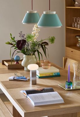 Hübsch Låg Portabel Lampa Nickel