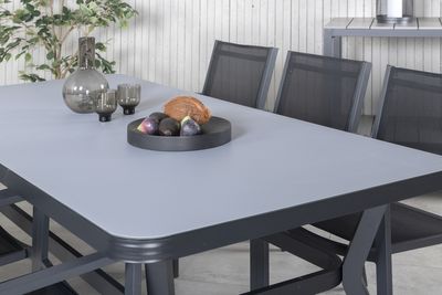 Venture Home Virya & Copacabana Rektangulärt Matbord 200 x 100 Svart + 6 st Matstolar Svart