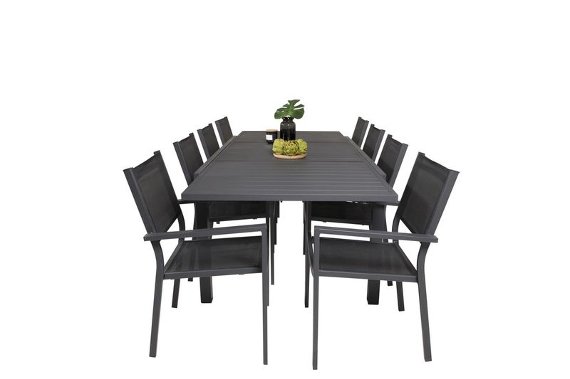 Venture Home Copacabana & Marbella Matstolar Svart + Rektangulärt Matbord 160 x 100 Svart