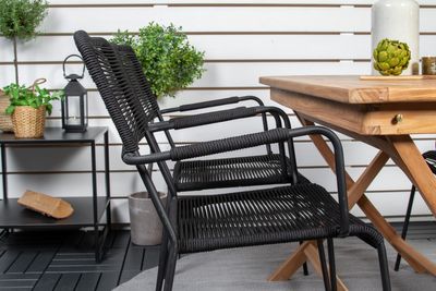 Venture Home Kenya & Lindos Rektangulärt Matbord 120 x 70 Natur + 4 st Matstolar Svart