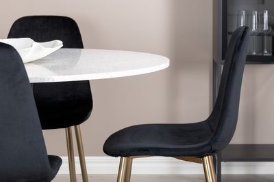 Venture Home Razzia & Polar Runt Matbord ⌀106 Vit + 4 st Matstolar Svart