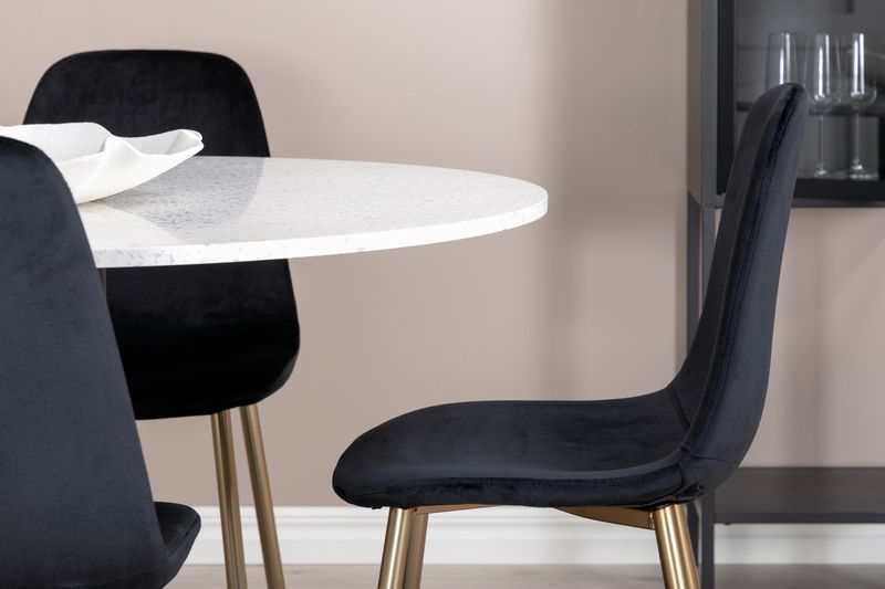 Venture Home Razzia & Polar Runt Matbord ⌀106 Vit + 4 st Matstolar Svart