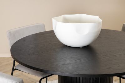 Venture Home Kenth & Bianca 4 st Matstolar Grå + Runt Matbord ⌀110 Svart