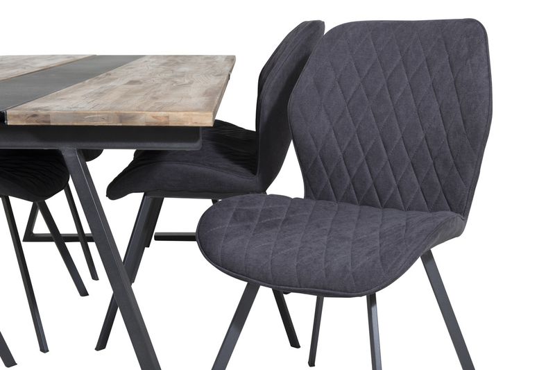 Venture Home Gemma & Jakarta 6 st Matstolar Svart + Rektangulärt Matbord 200 x 90 Svart