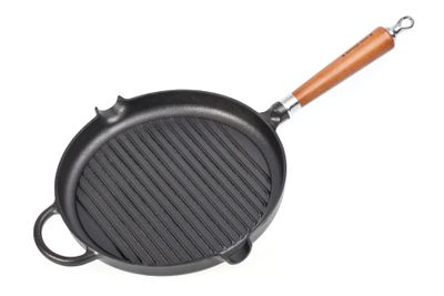 Ronneby Bruk, Grillpanna Gjutjärn 28 cm Hällpipar & Brunt Trähandtag