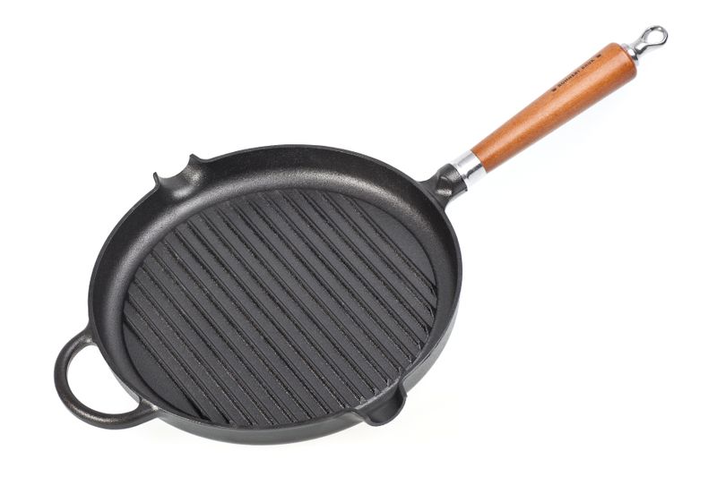 Ronneby Bruk, Grillpanna Gjutjärn 28 cm Hällpipar & Brunt Trähandtag